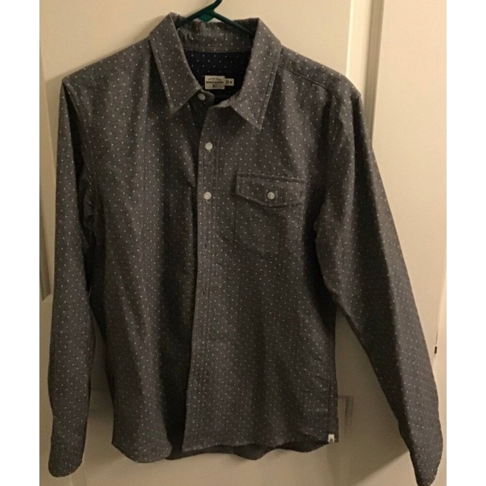 Men's Casual Long-Sleeve Button-Down Shirt - Gray Dot
